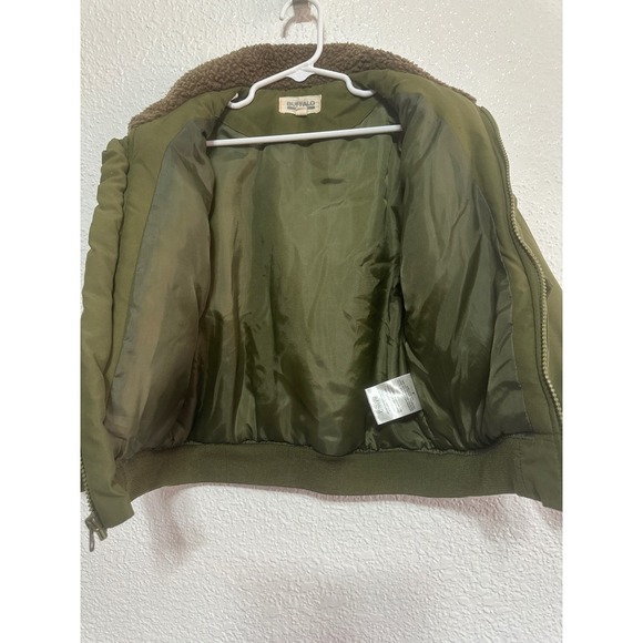 Buffalo David Bitton Kids Green Bomber Jacket with Sherpa Collar Size 5 - Picture 5 of 8